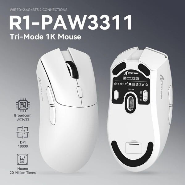 Mouse ATTACK SHARK R1 inalambrico - Gadget503