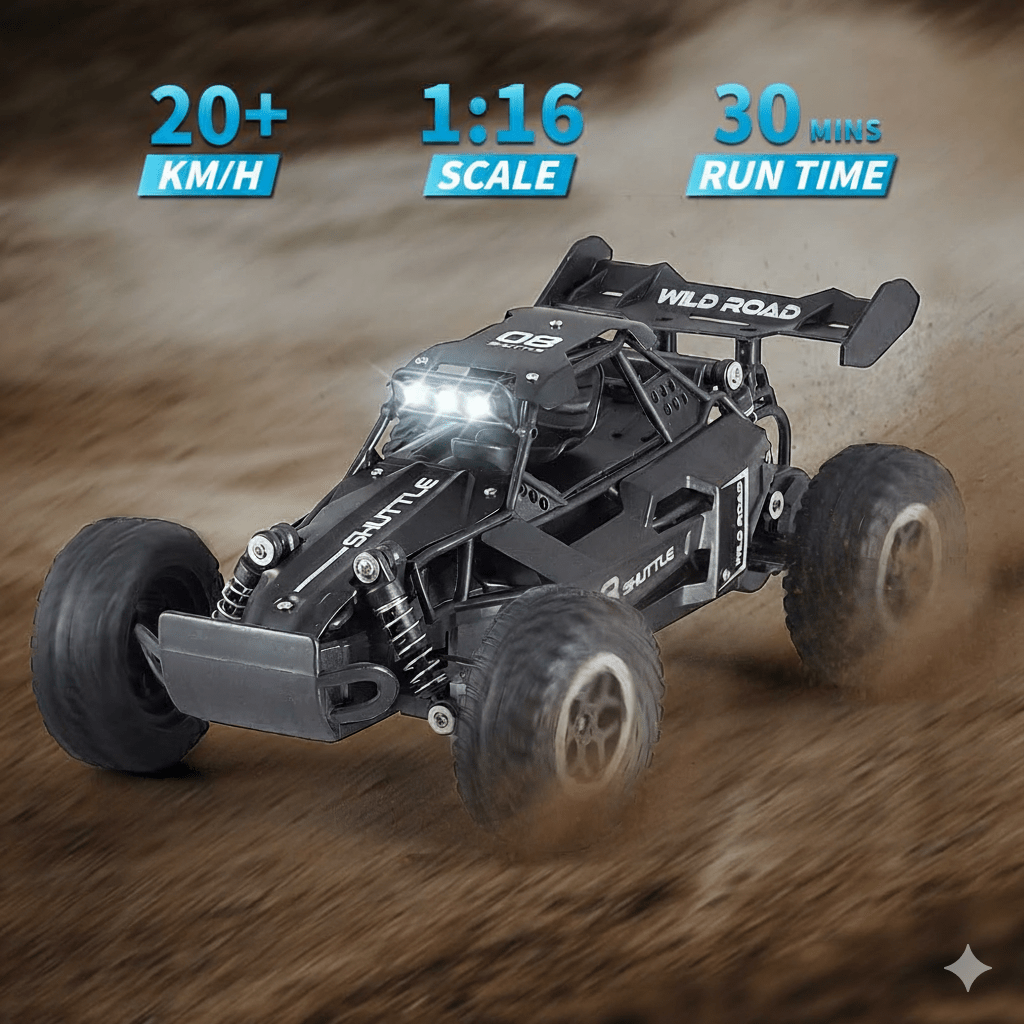 Coche RC Todoterreno de Alta Velocidad - 20+ KM/H, Escala 1:16, 30 Minutos de Diversión - Gadget503 | Gadgets y Tecnología al Mejor Precio 🚀